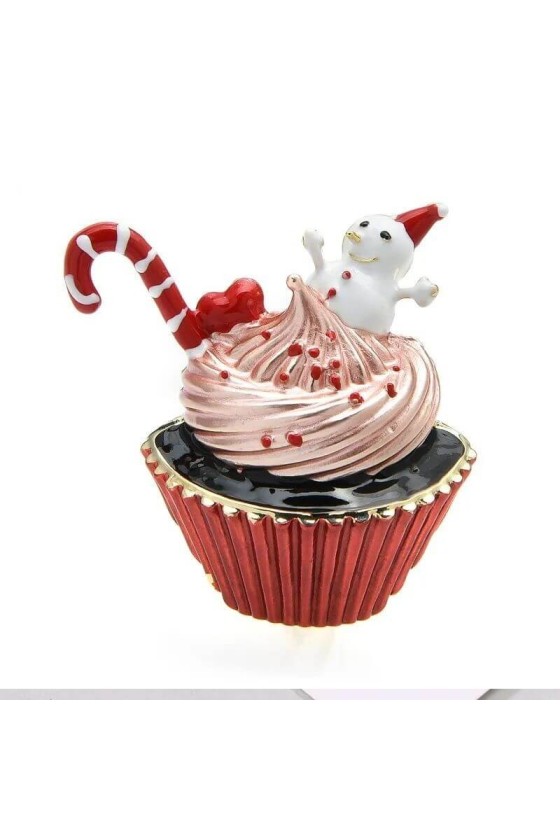 Brošňa Cupcake so snehuliakom